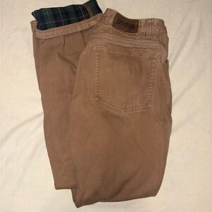 Duluth Trading Mens Regular Fit Work Pants Flannel Lined Brown 32x32